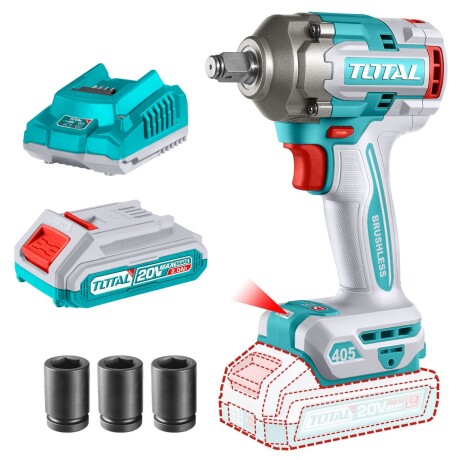 Llave De Impacto 1/2" 405Nm Inalámbrica 20v - 1 Batería 2.0Ah Llave De Impacto 1/2" 405Nm Inalámbrica 20v - 1 Batería 2.0Ah