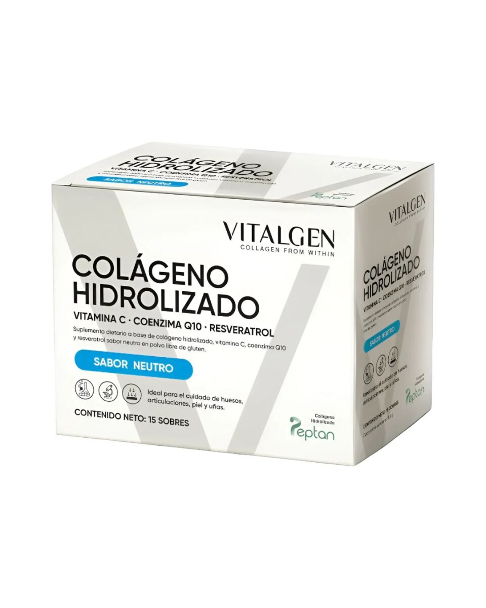 Colágeno Hidrolizado Suplemento Nutricional en Sobres 15 Porciones VITALGEN - Neutro 