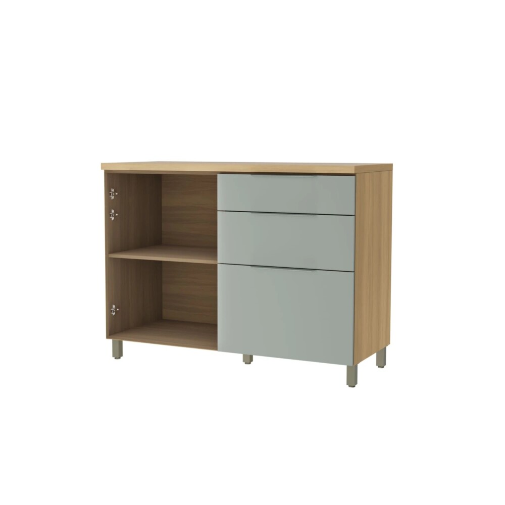Bajo mesada 120 cm - 1 Puerta Basculante 4 cajónes - Rainha Gris