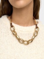 Collar Corto De Eslabones Con Cordón marron