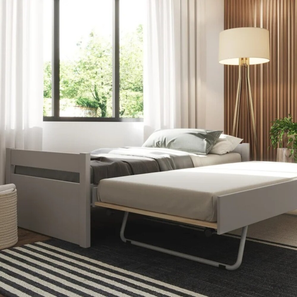 Cama Marinera Doublé 1 Plaza Madera Maciza - Linea Funcional Gris