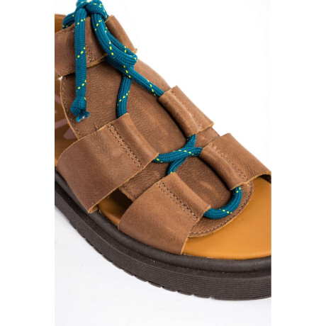 Sandalias Cuero Con Cordón Chocolate