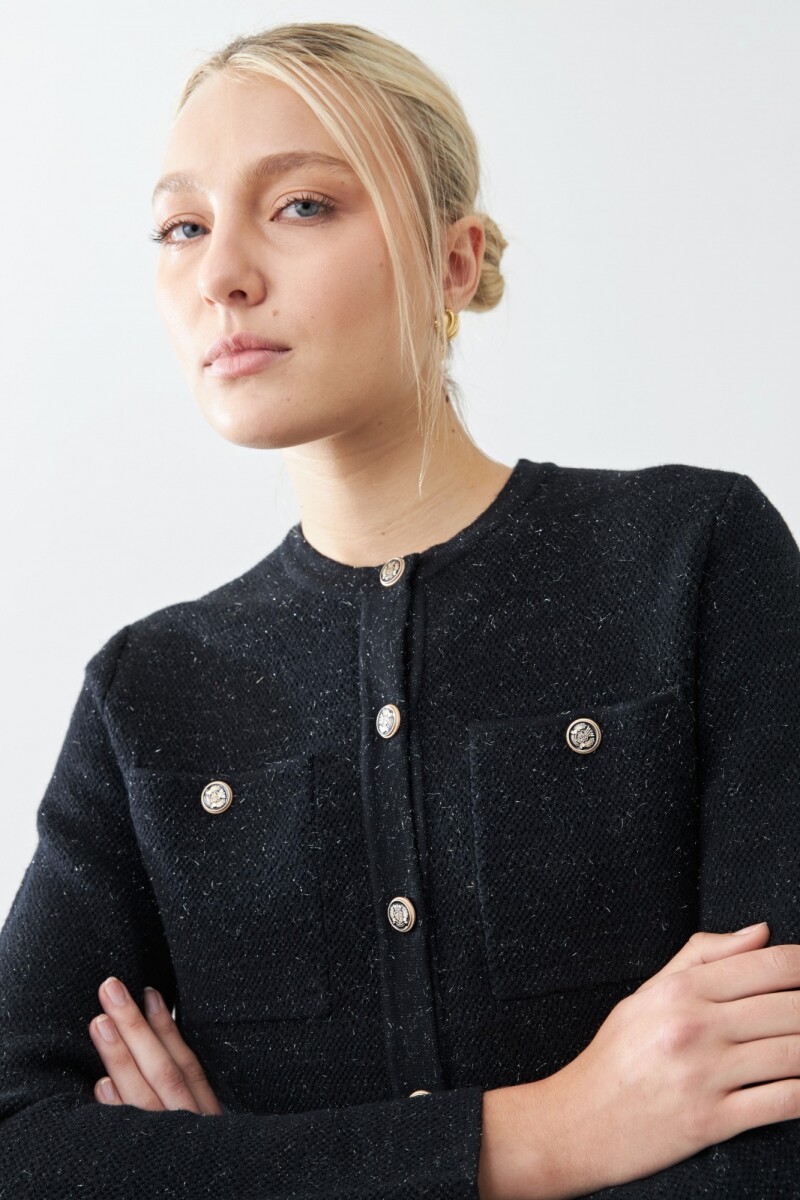 Chaqueta tejida con bolsillos negro