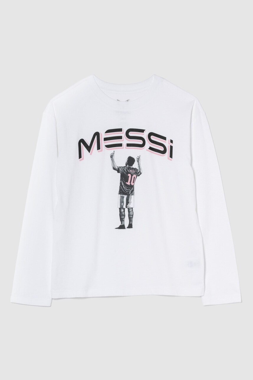 Remera Messi Manga Larga Niño New Off White