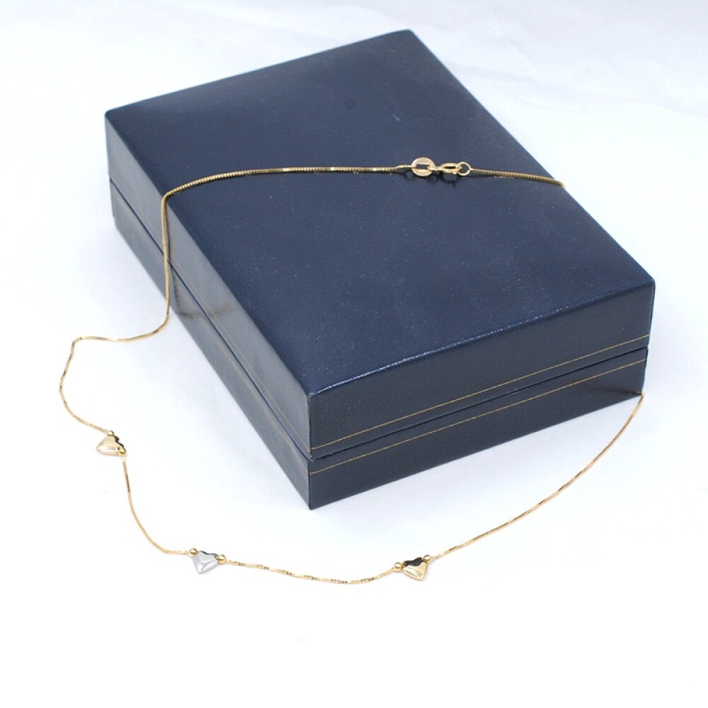 Cadena oro 18k con dijes corazones Cadena oro 18k con dijes corazones