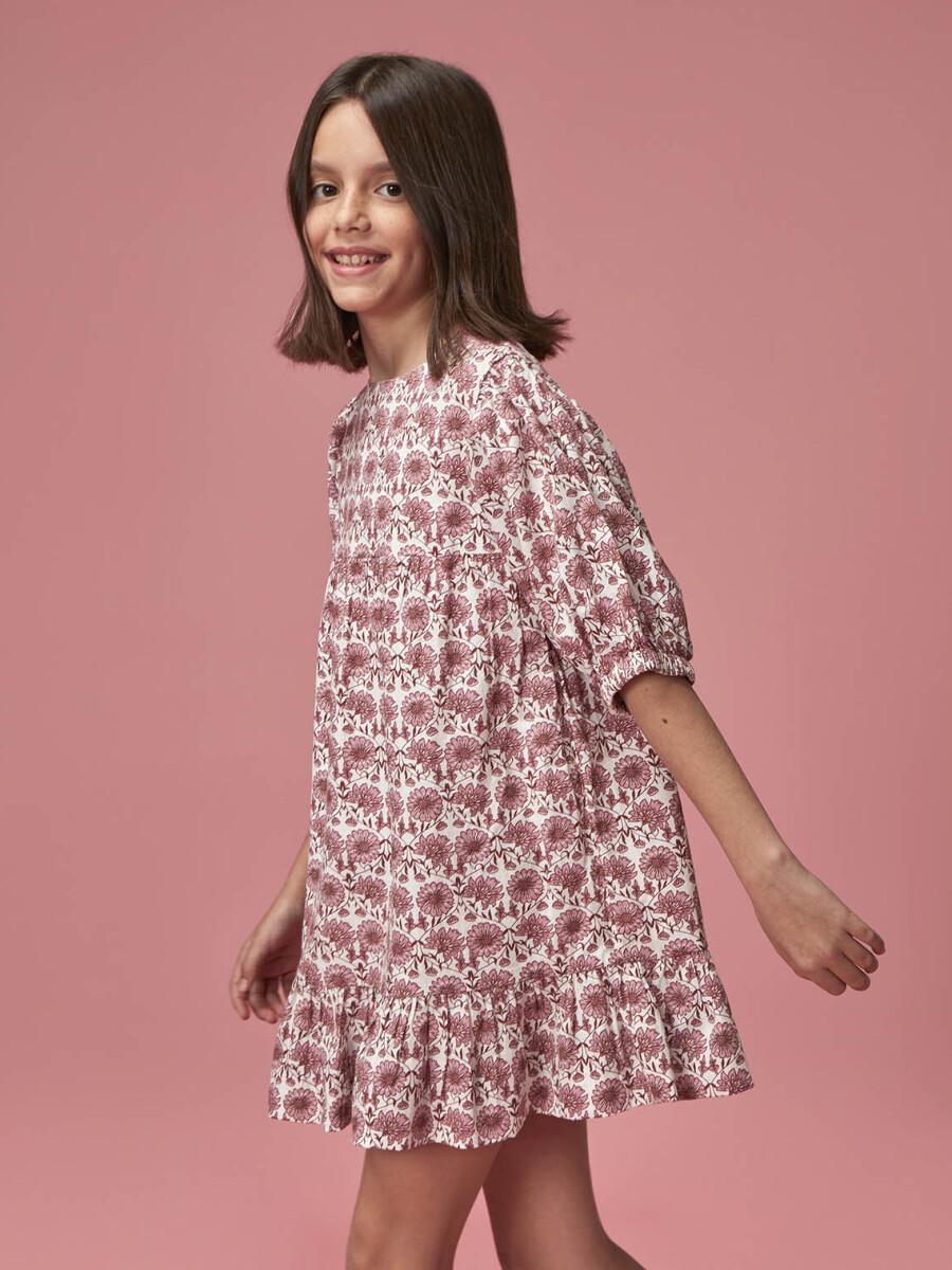 Vestido Estampado Flores Berenjena