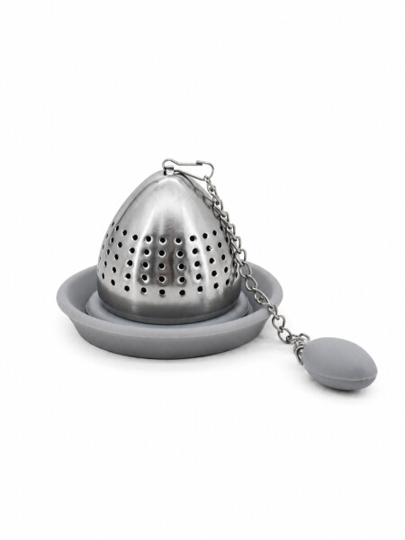 INFUSOR DE TÉ CON BASE SILICONA PLATEADO