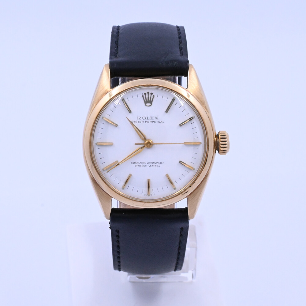 Rolex Oyster Perpetual 6084 oro 18k amarillo 34 mm año 1951. Malla de cuero Rolex Oyster Perpetual 6084 oro 18k amarillo 34 mm año 1951. Malla de cuero