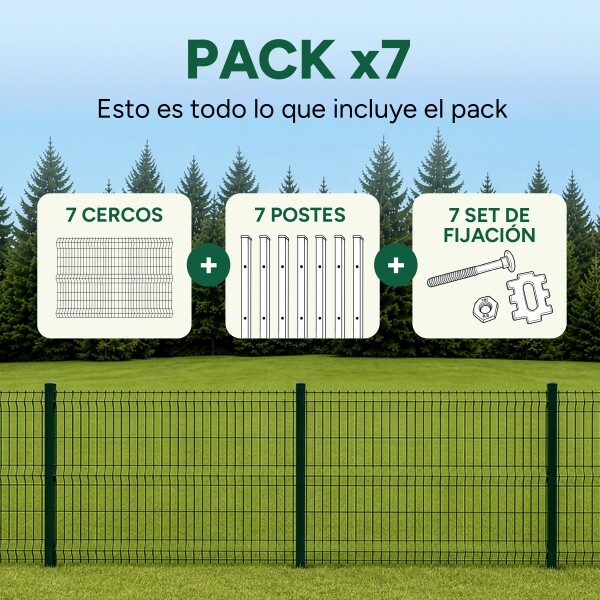 Cerco Reja Perimetral 17,5 x 1,83 m con Postes y Grampas Verde