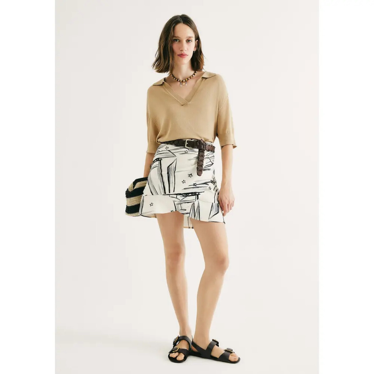 SAIA FEM - OFF WHITE/AZUL ESCURO 