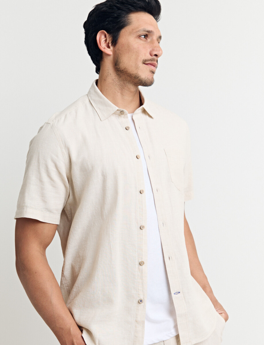CAMISA HARRINGTON LABEL - Beige 