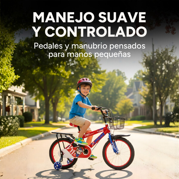 Bicicleta Infantil XMZ Rodado16 Canasto Parrilla Guardabarro Rojo 1