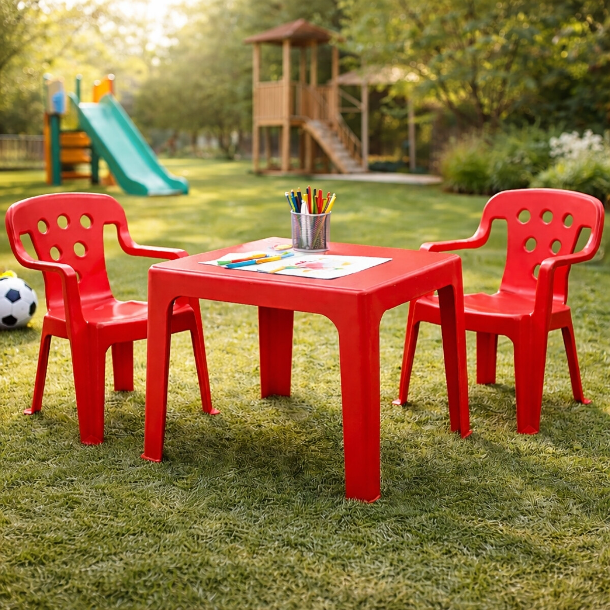 Juego De Mesa + 2 sillas infantil - ROJO 