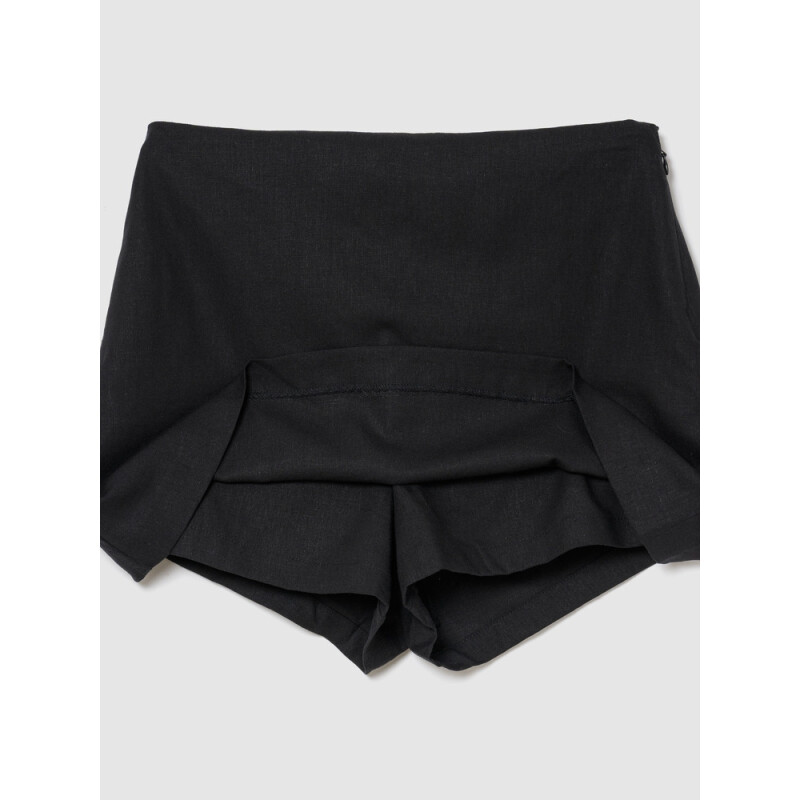 MID RISE LINEN SKORT TRUE BLACK V2