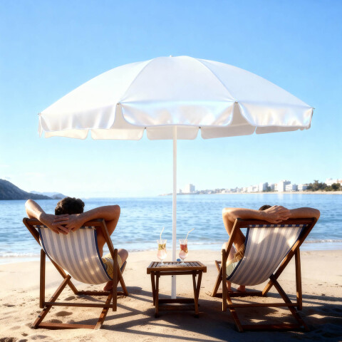 Sombrilla De Playa Reforzada 2.30m Grande Jardin Patio Con Filtro Uv Imback Color Blanco Sombrilla De Playa Reforzada 2.30m Grande Jardin Patio Con Filtro Uv Imback Color Blanco