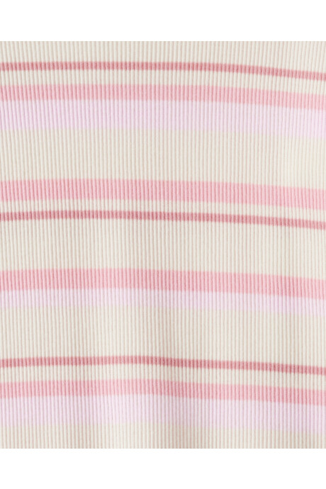 Remera de algodón, con volados, diseño a rayas Sin color