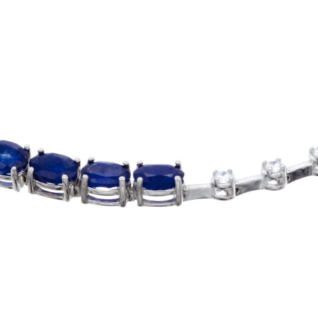Pulsera de Plata rodinada y Záfiro azul Pulsera de Plata rodinada y Záfiro azul