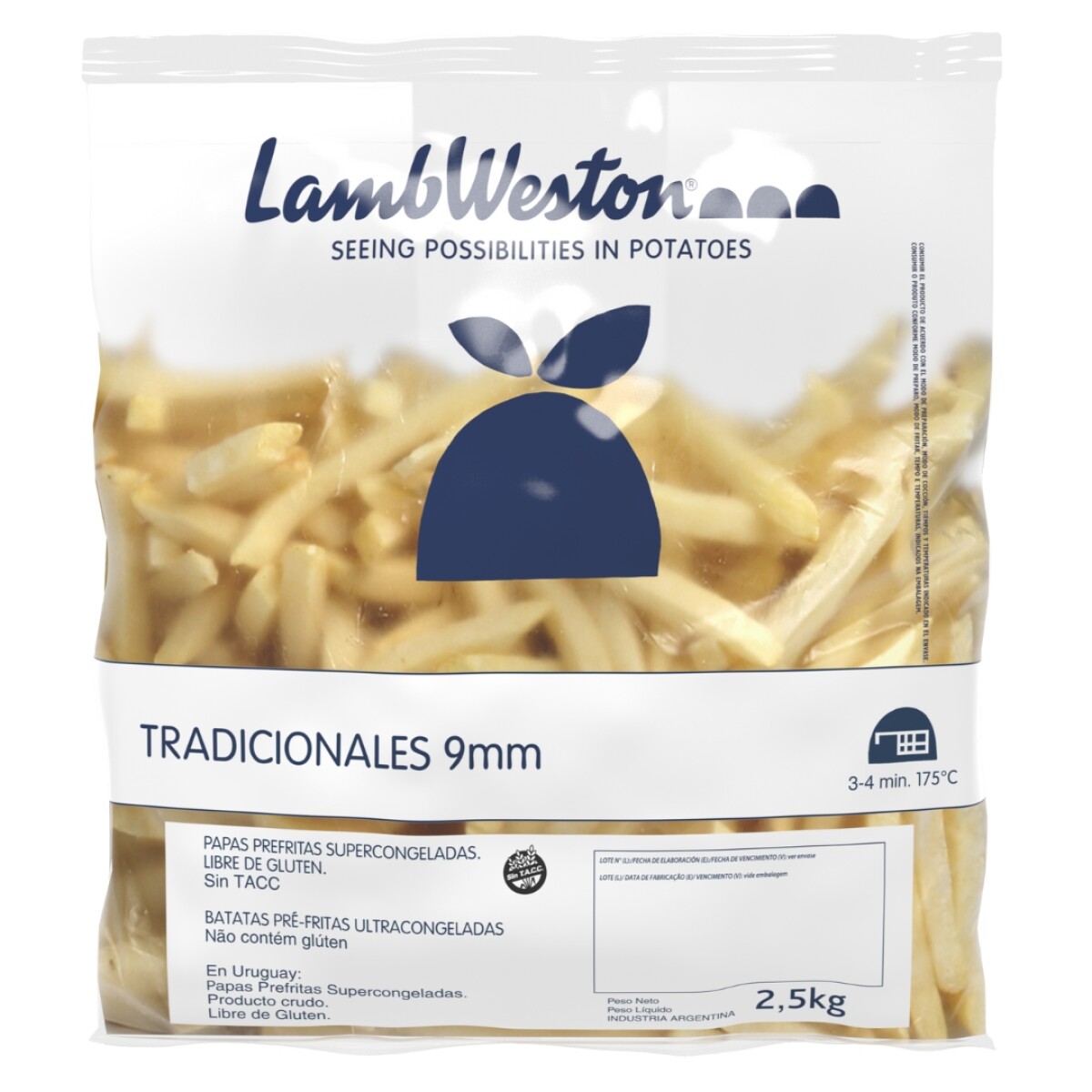 Papas fritas corte tradicional 9 mm Lamb Weston 2,5 kg 