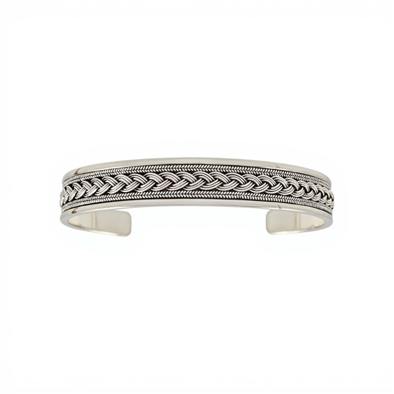 Brazalete trenzado con borde-Plata 925-Sin Piedra-BR3011 sinpiedra