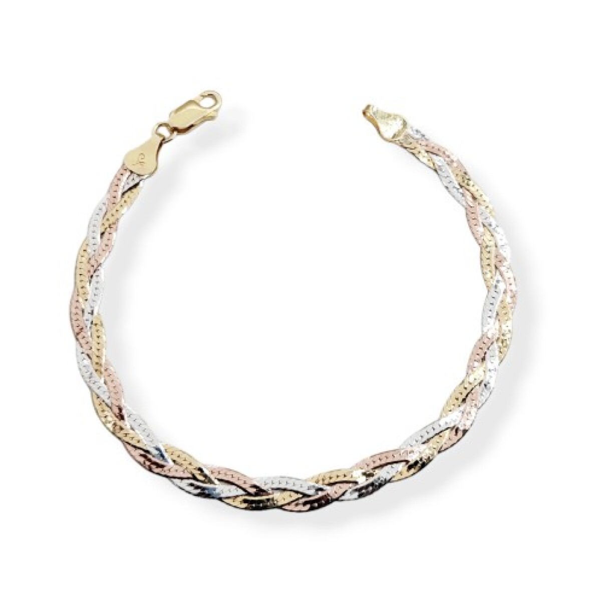 Pulsera de plata 925, TRENZADA, en 3 tonos. 