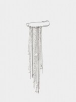 Broche Con Cadena Y Perlas plateado