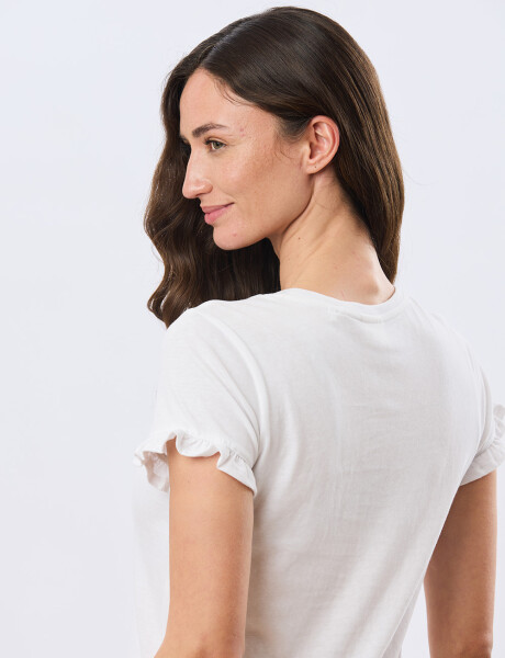 REMERA DE ALGODÓN CON VOLADO Blanco