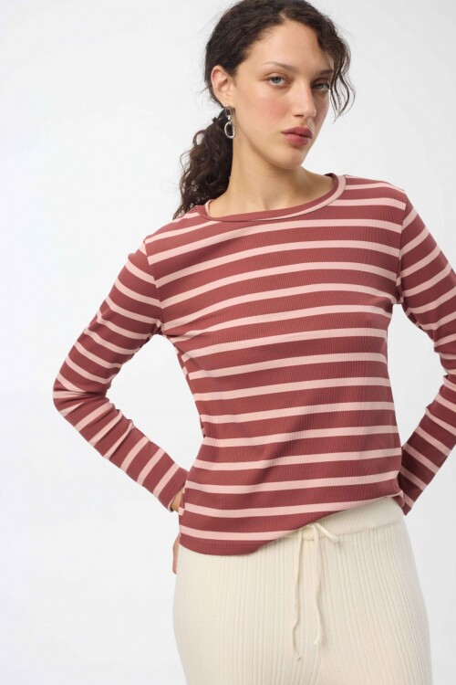 Remera Palma Rayas Rojo