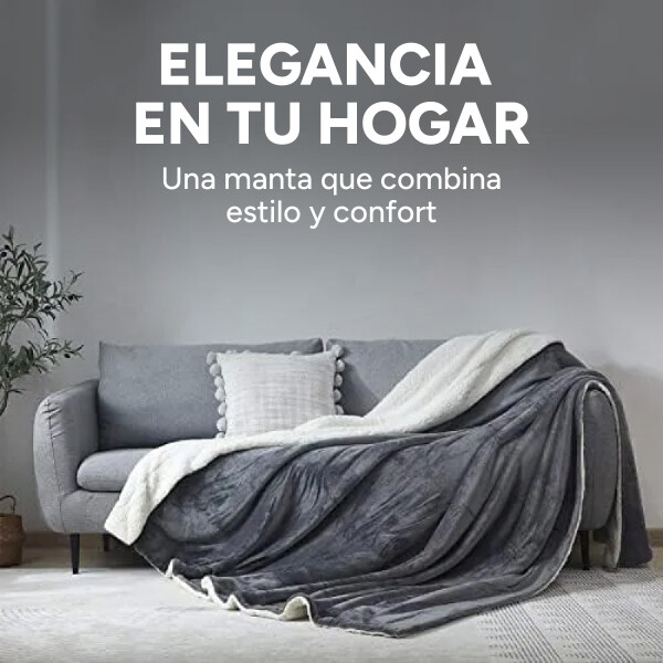 Frazada Manta Polar Con Corderito Acolchado 1 Plazas 200x150 Variante Color Gris