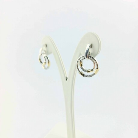 Caravanas de plata 925 con double de oro 18k y circonias. Caravanas de plata 925 con double de oro 18k y circonias.