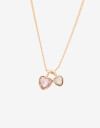 Cadena Corta con Dije Piedra Collar Con Dije Doble Corazón - Dorado