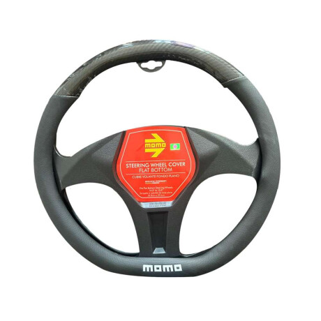 Cubre Volante Momo Auto Base Plana Negro Con Gris