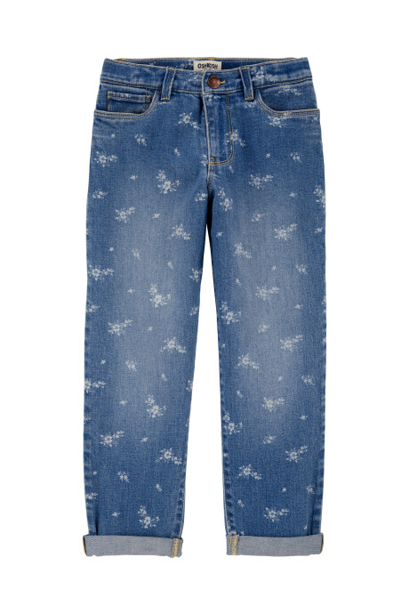 Pantalón jean de corte holgado, diseño floral Sin color