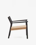 Butaca Yalia de madera maciza roble FSC 100% acabado negro y asiento de cuerda de papel