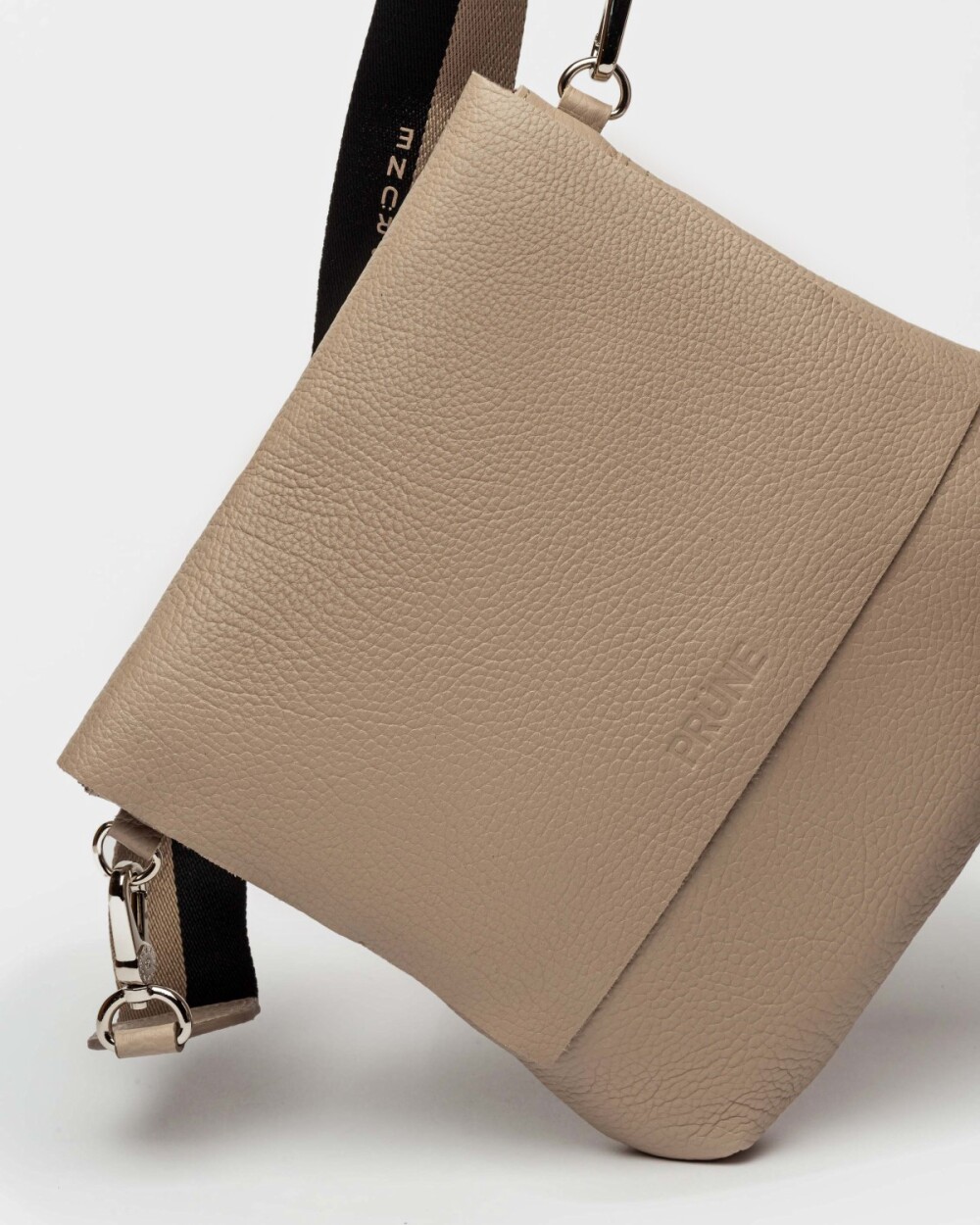 Bandolera Olivia En Cuero Graneado Taupe