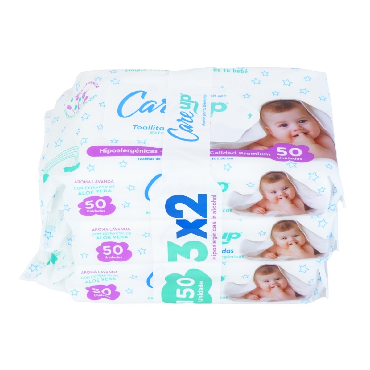 PACK TOALLITAS HUMEDAS CARE UP X3 P/BEBE 