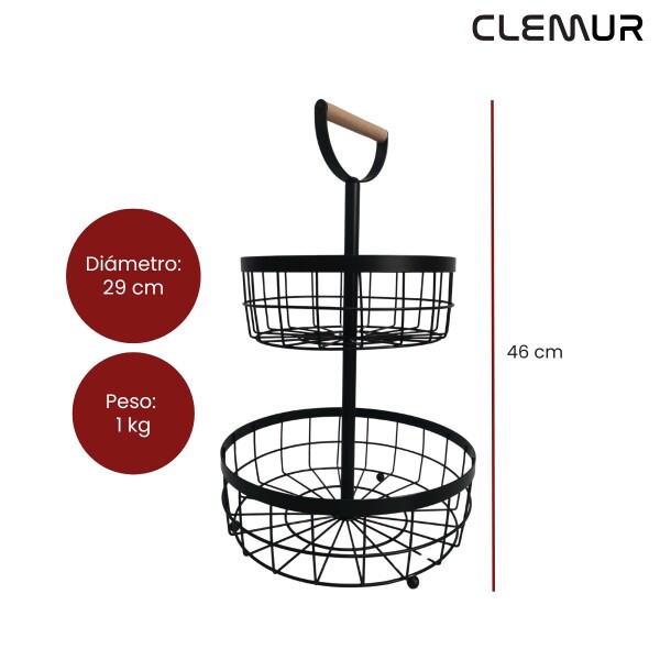 Canasto 2 Pisos Cesta Organizador Almacenar C/manija Frutas Canasto 2 Pisos Cesta Organizador Almacenar C/manija Frutas