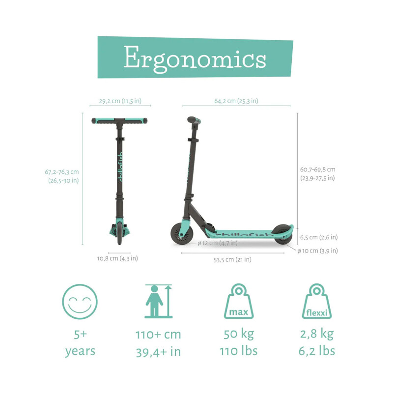 Monopatín Plegable Flexxi Menta Chillafish Monopatín Plegable Flexxi Menta Chillafish