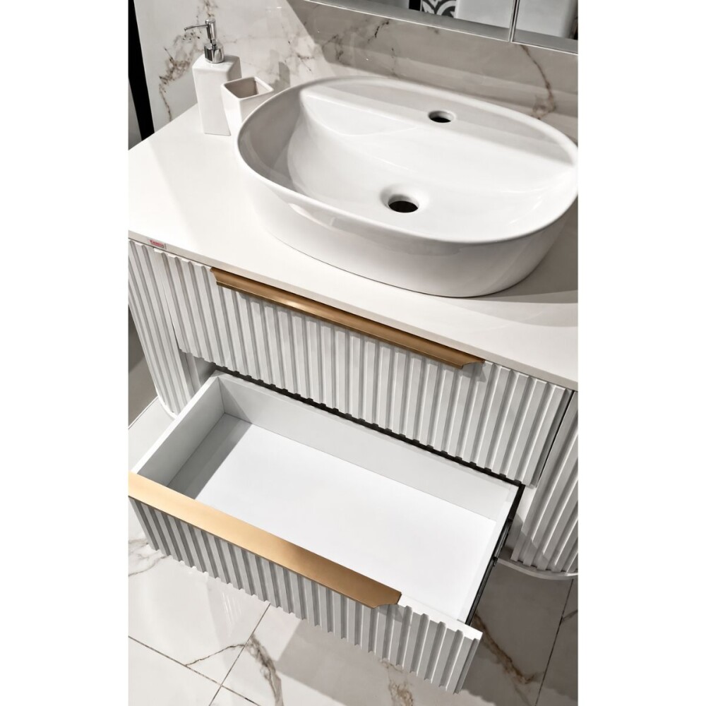 Mueble de baño Suspendido Alice Blanco 100 cm con Bacha de Loza Mueble De Baño Suspendido Alice Blanco 100 Cm Con Bacha De Loza