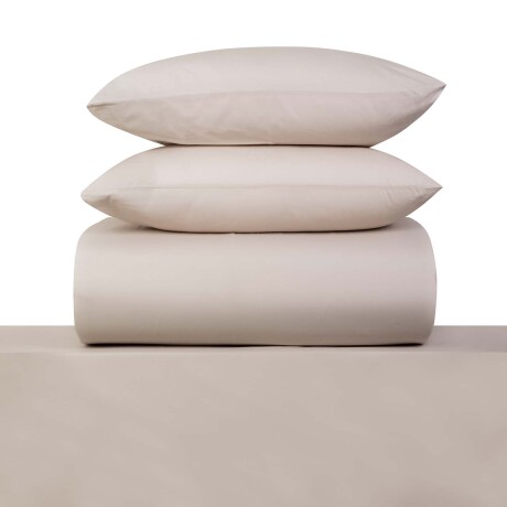 JUEGO DE SÁBANAS 2 PLAZAS ALGODON NATURAL-BEIGE COTTON BASIC 180 HILOS BEIGE