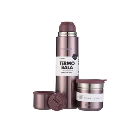 Kit Termo Acero Bala Metalizado 750Ml + Mate Folkie Lila Metalizado