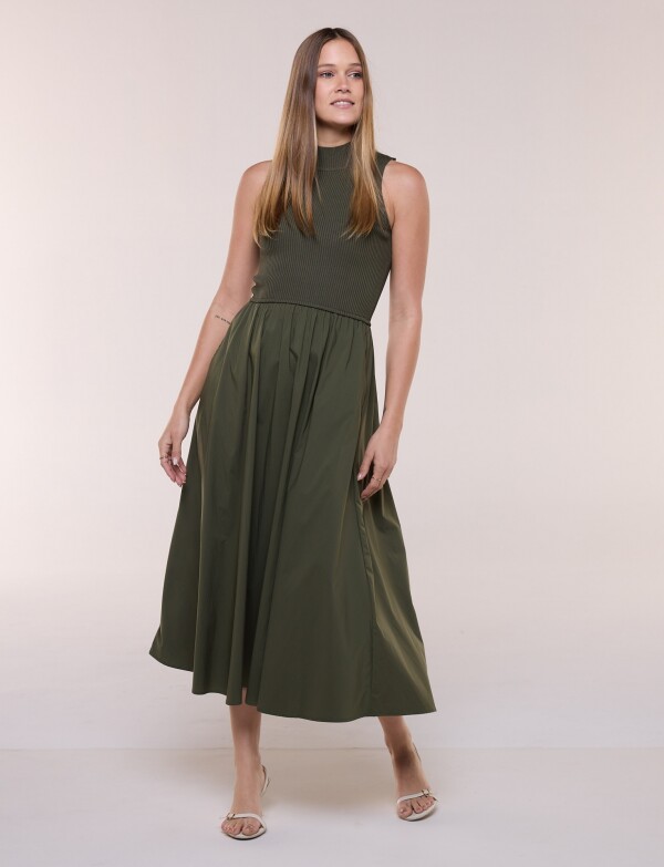 Vestido Midi Combinado VERDE