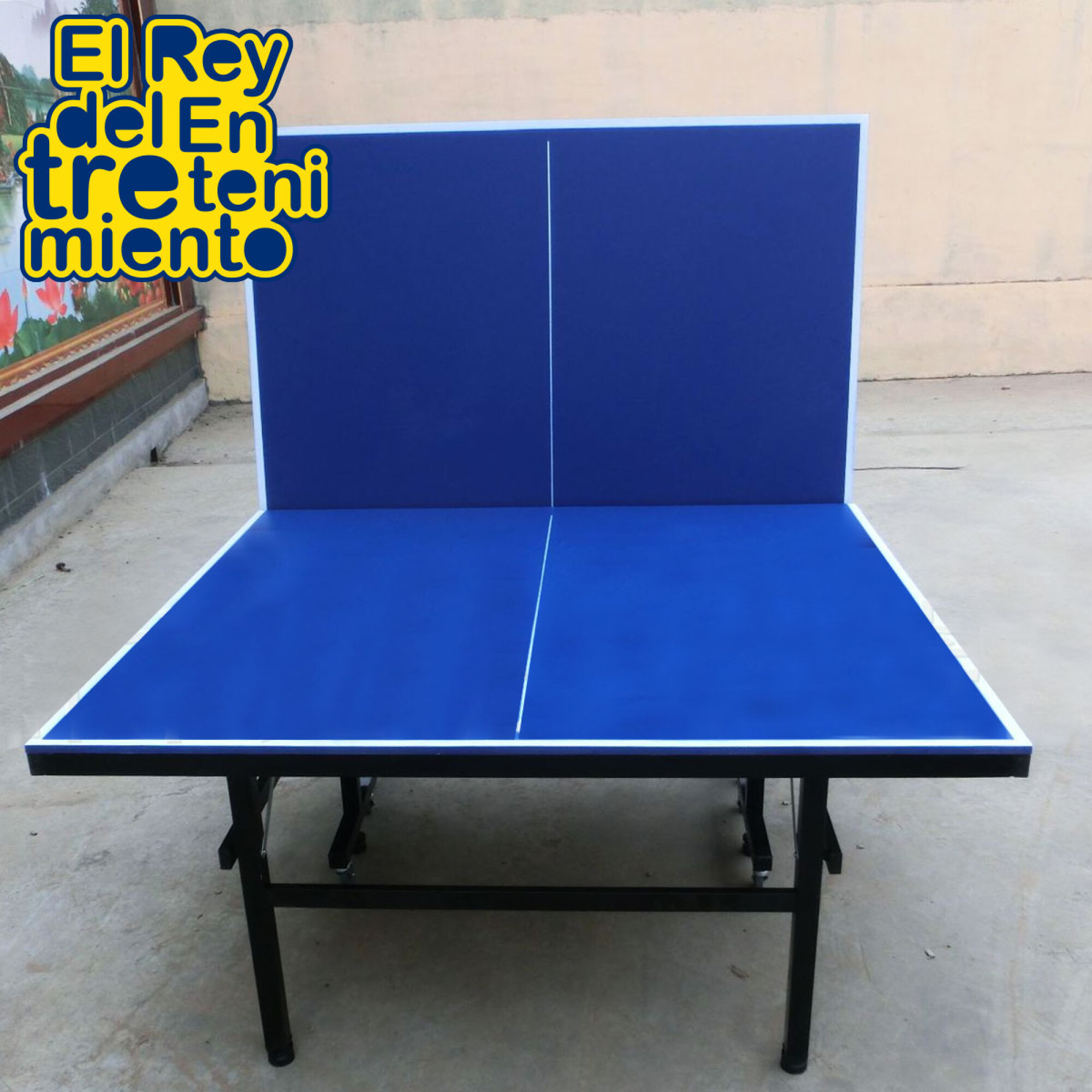 Mesa de ping pong portátil, mesa de tenis plegable de tamaño mediano con  red para interiores y exteriores, azul, 60 x 26 x 27.5 pulgadas
