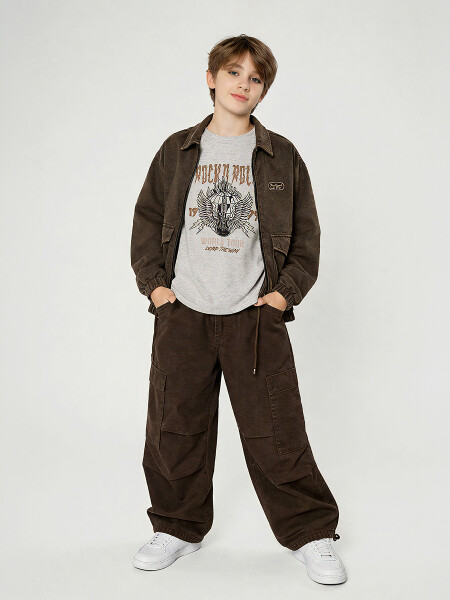 REMERA ROCK OVERSIZED GRIS MELANGE M