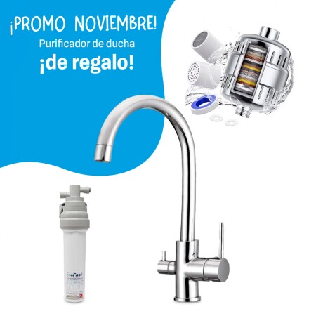 Purificador Bajo Mesada con Grifo de 3 VÍAS Curvo con Ecofast
