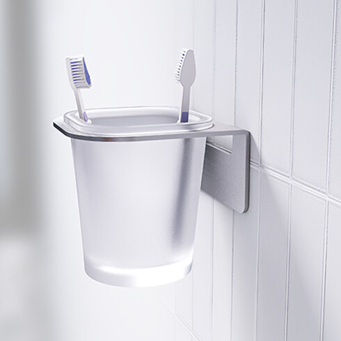 PORTA VASO PORTA CEPILLOS AC INOX DE PEGAR INOX FINELINE GRIS-BRUSHED NICKEL