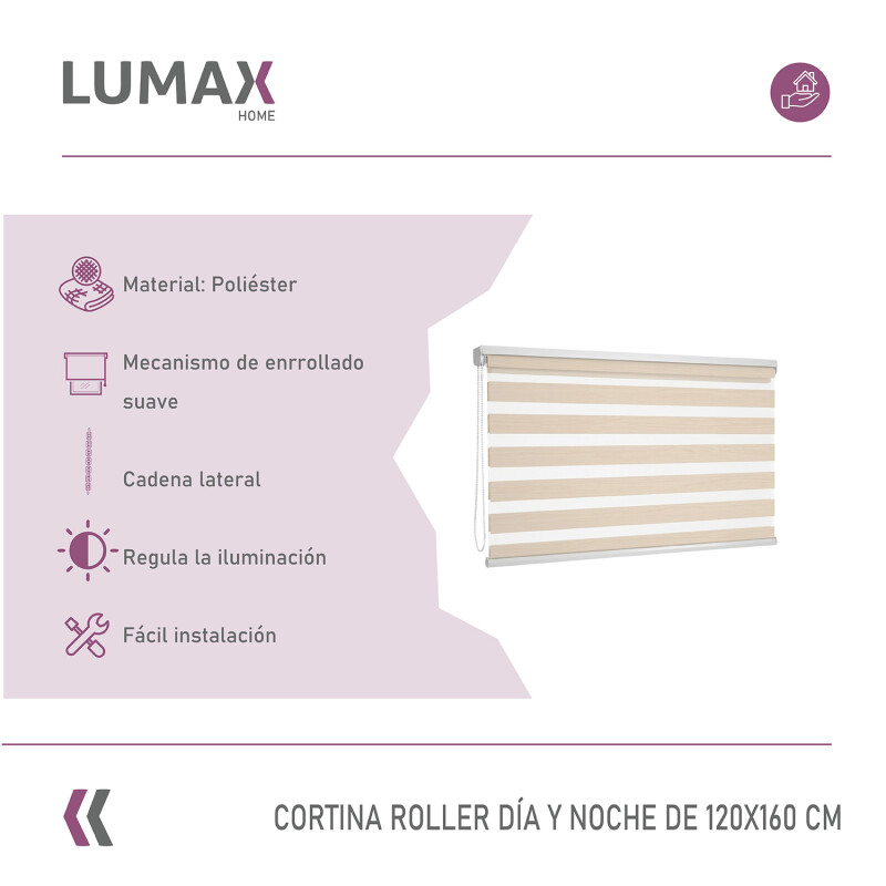 Cortina Roller Día Y Noche Lumax 1.2 X 1.6 M Gran Calidad Beige