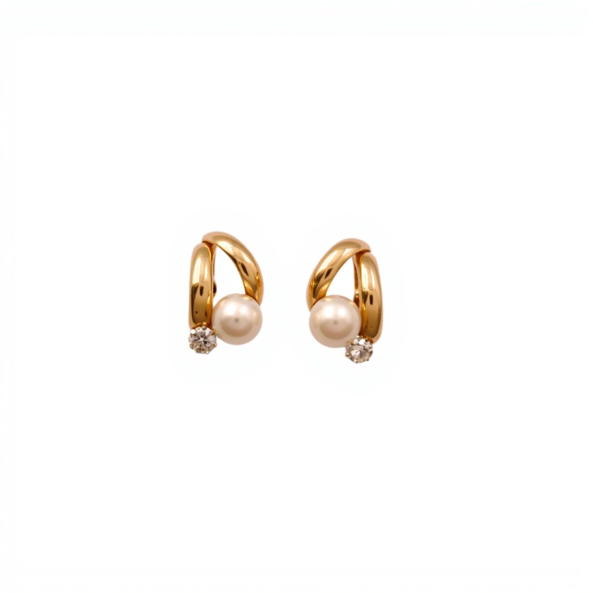 Caravanas Perlas Vintage - Oro bajo - Perla española y Zirconia- CA8270 - conperla 