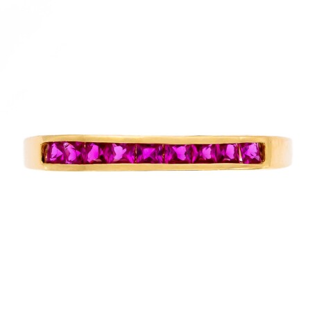 Anillo de oro 18 ktes con rubíes, MEDIO SIN FIN. Anillo de oro 18 ktes con rubíes, MEDIO SIN FIN.