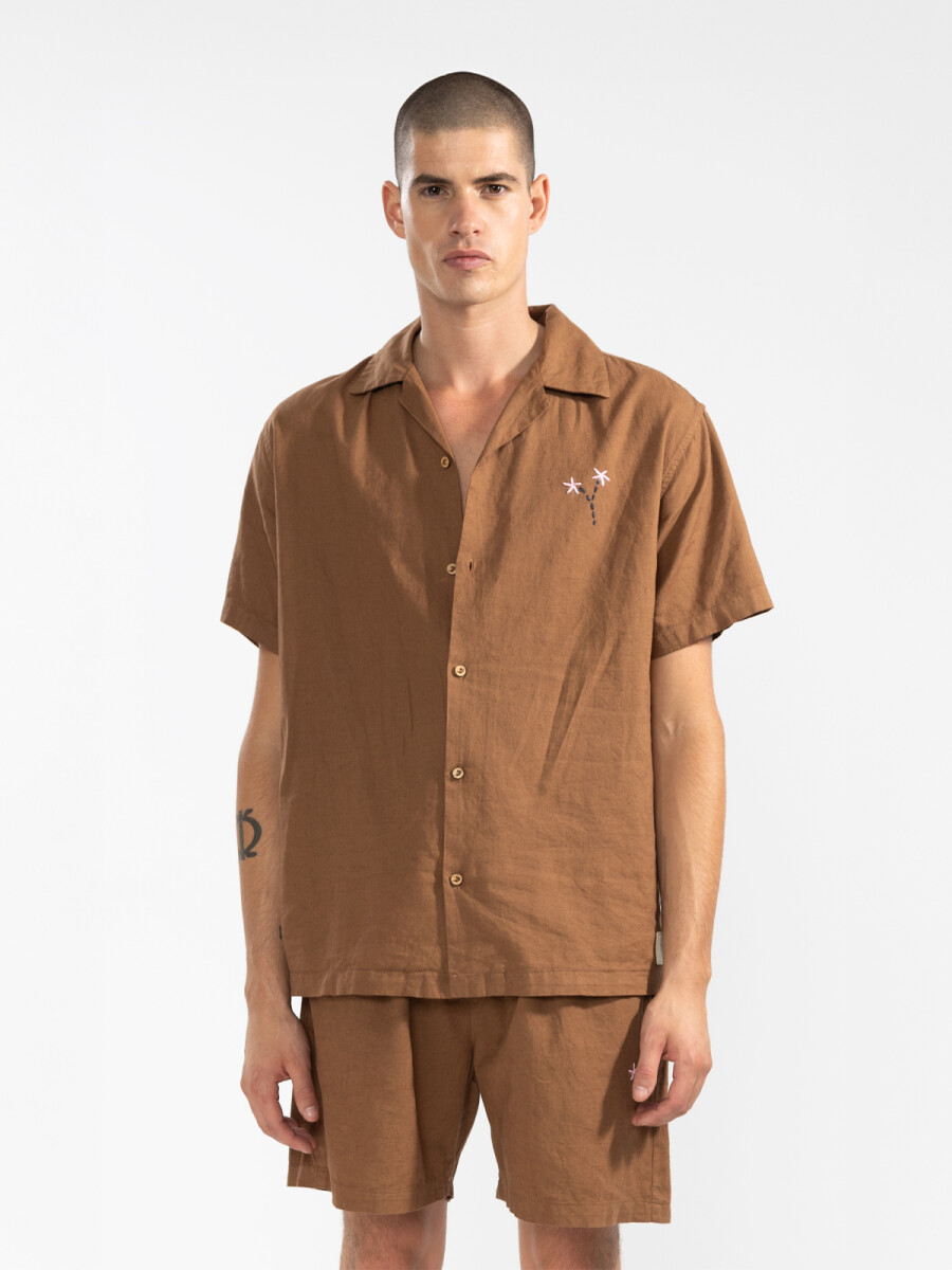 FLORAL CAMP-COLLAR BOXY SHIRT 