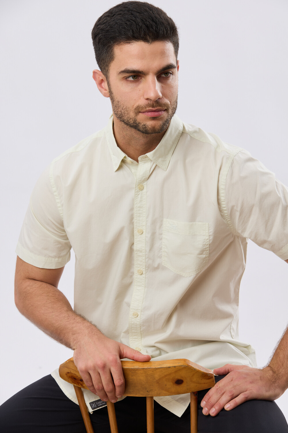 CAMISA LISA DE ALGODÓN Pistacho